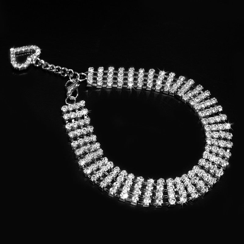 Four-row Rhinestone Pet Collar