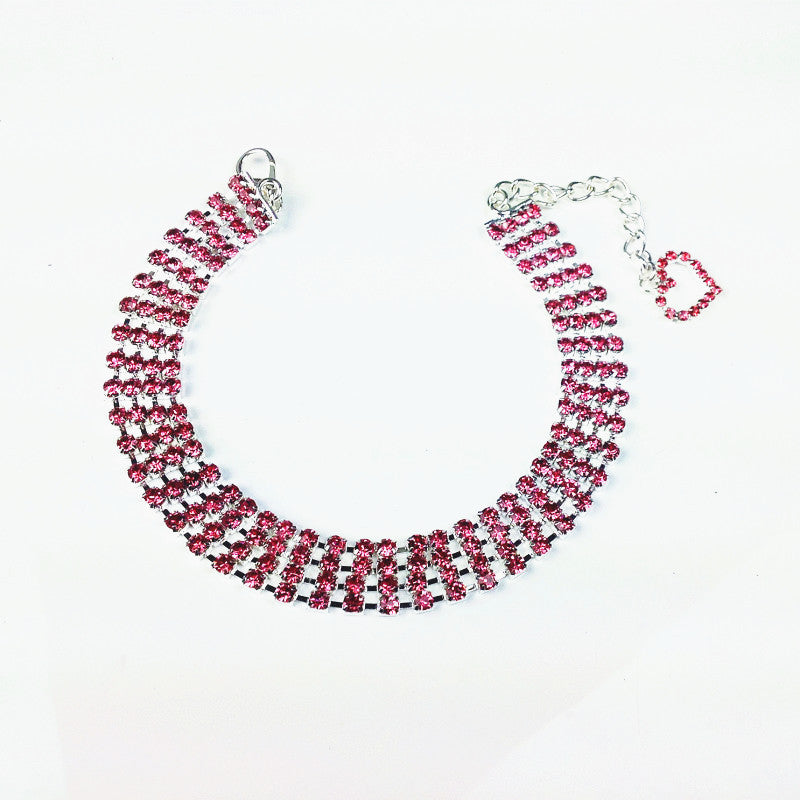 Four-row Rhinestone Pet Collar