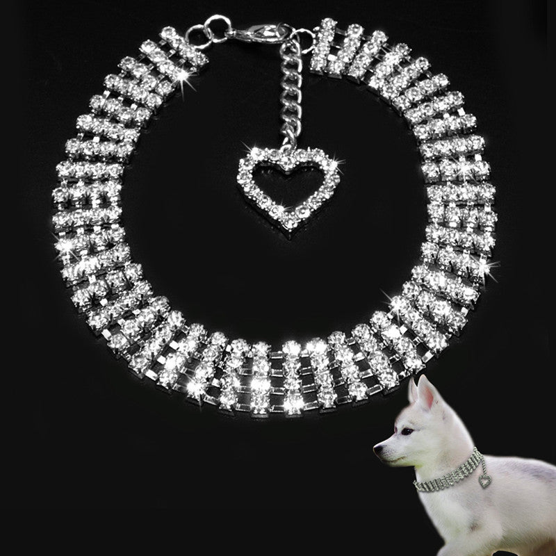 Four-row Rhinestone Pet Collar