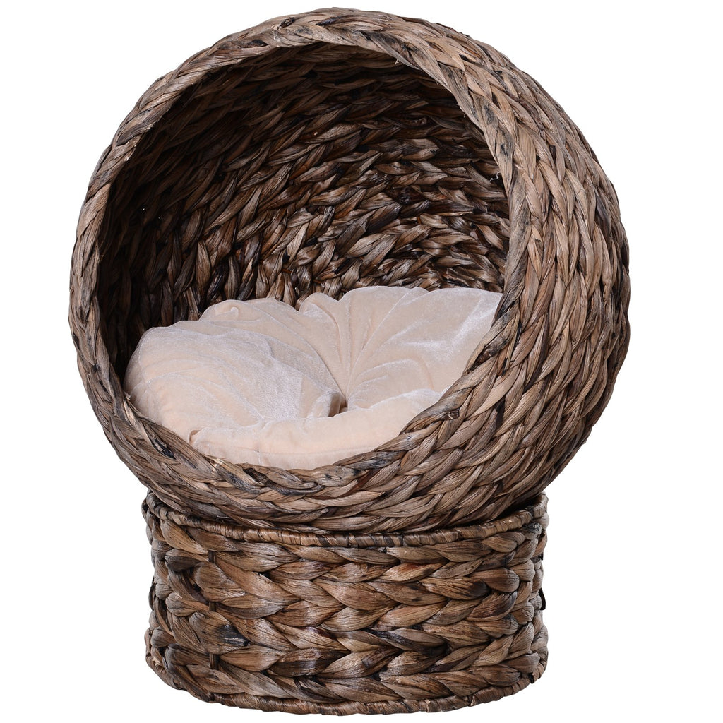 Handmade Wicker Elevated Bed With Cushion Dark Brown