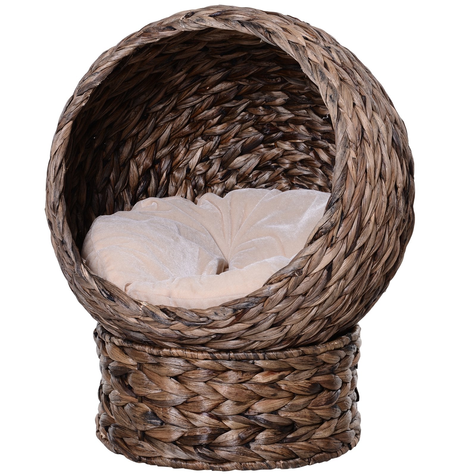 Handmade Wicker Elevated Bed With Cushion Dark Brown