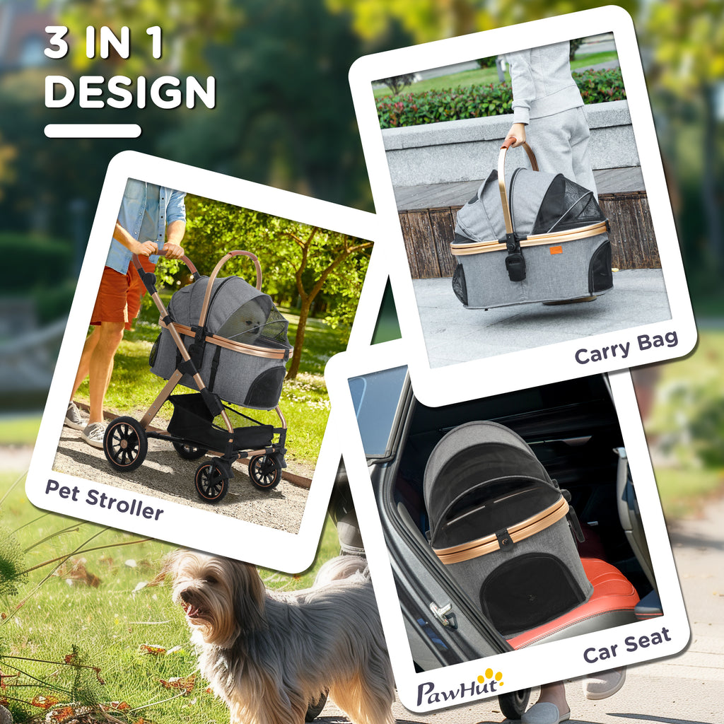 3 In 1 Dog Stroller With Detachable Cabin,