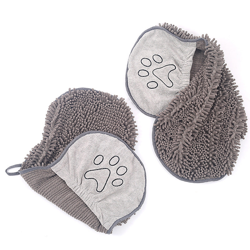 Pet Scrubbing Towel And Gloved Bath Towels