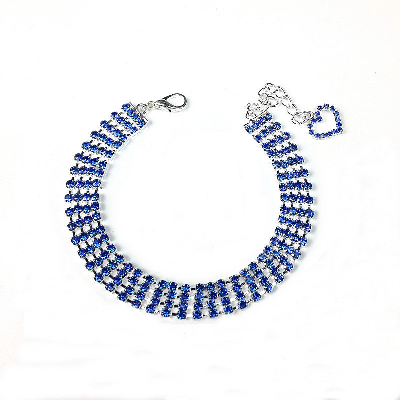 Four-row Rhinestone Pet Collar